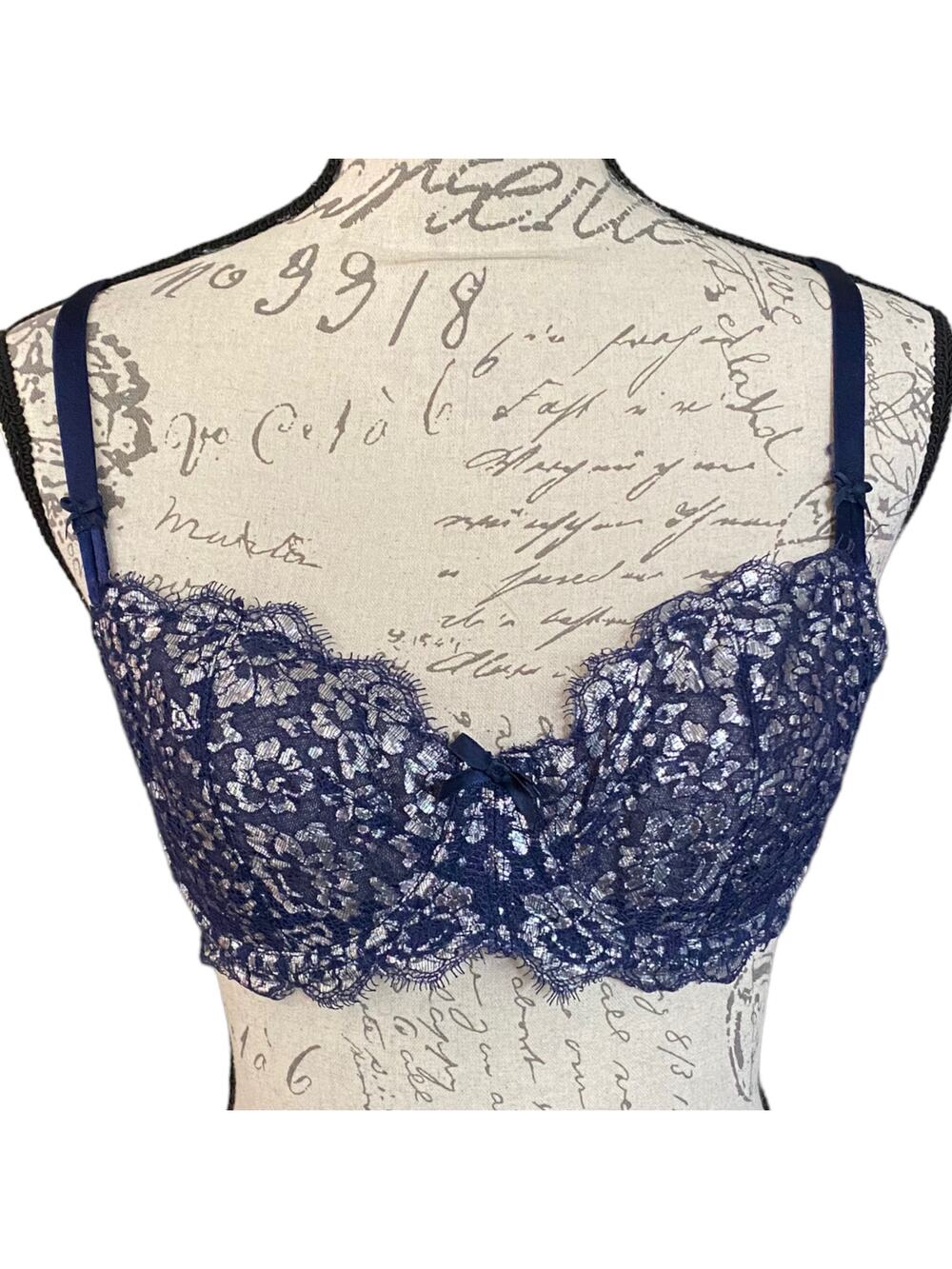 Victoria's Secret Bra Blue Lace Dream Angels Size 32DD